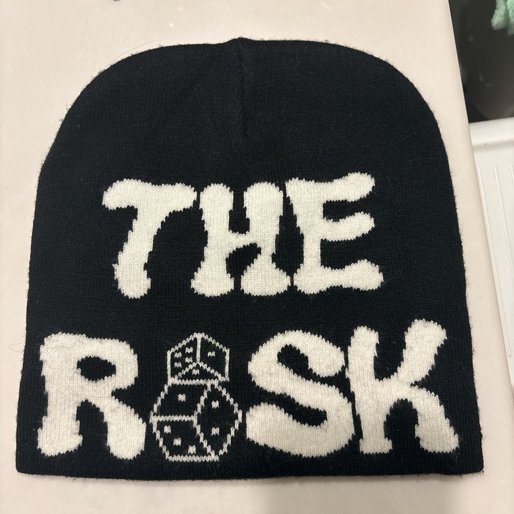 Black and White Beanie with Dice Design